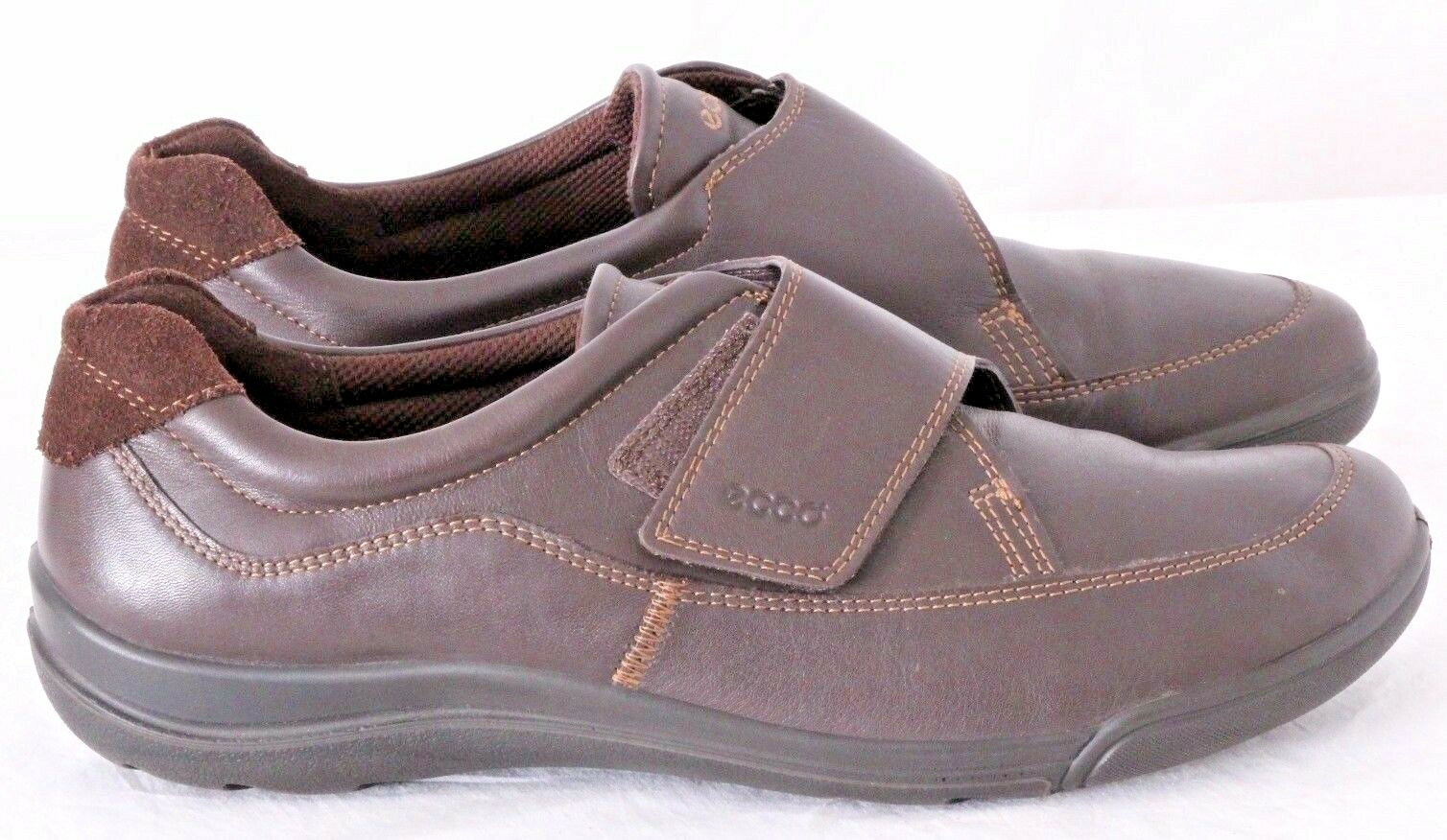 Ecco Brown Leather Moc Toe Monk Strap 