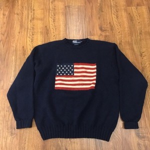 polo ralph lauren men's american flag cotton sweater