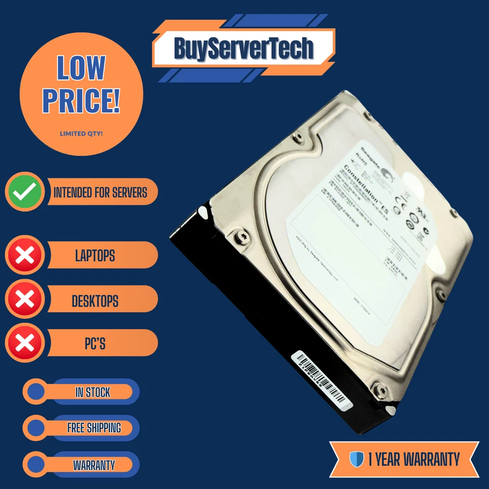 Seagate ST2000NM0001 2TB 7200RPM 6Gb/s SAS 3.5" HDD | Constellation ES | 1 Y war - Image 3 of 4