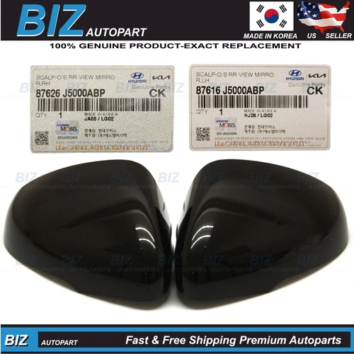 Genuine Side View Mirror Covers BLACK LH RH for 2018-2021 Stinger 87626-J5000ABP