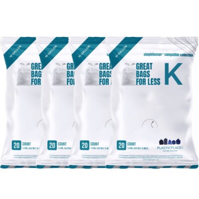Plasticplace Trash Bags Compatible with simplehuman Code K (20 Count/5 Pack)