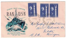 1955 FDC R.A.N. U.S.N. CORAL SEA BATTLE AUSTRALIA USA FRIENDSHIP N.S.W. CANCEL