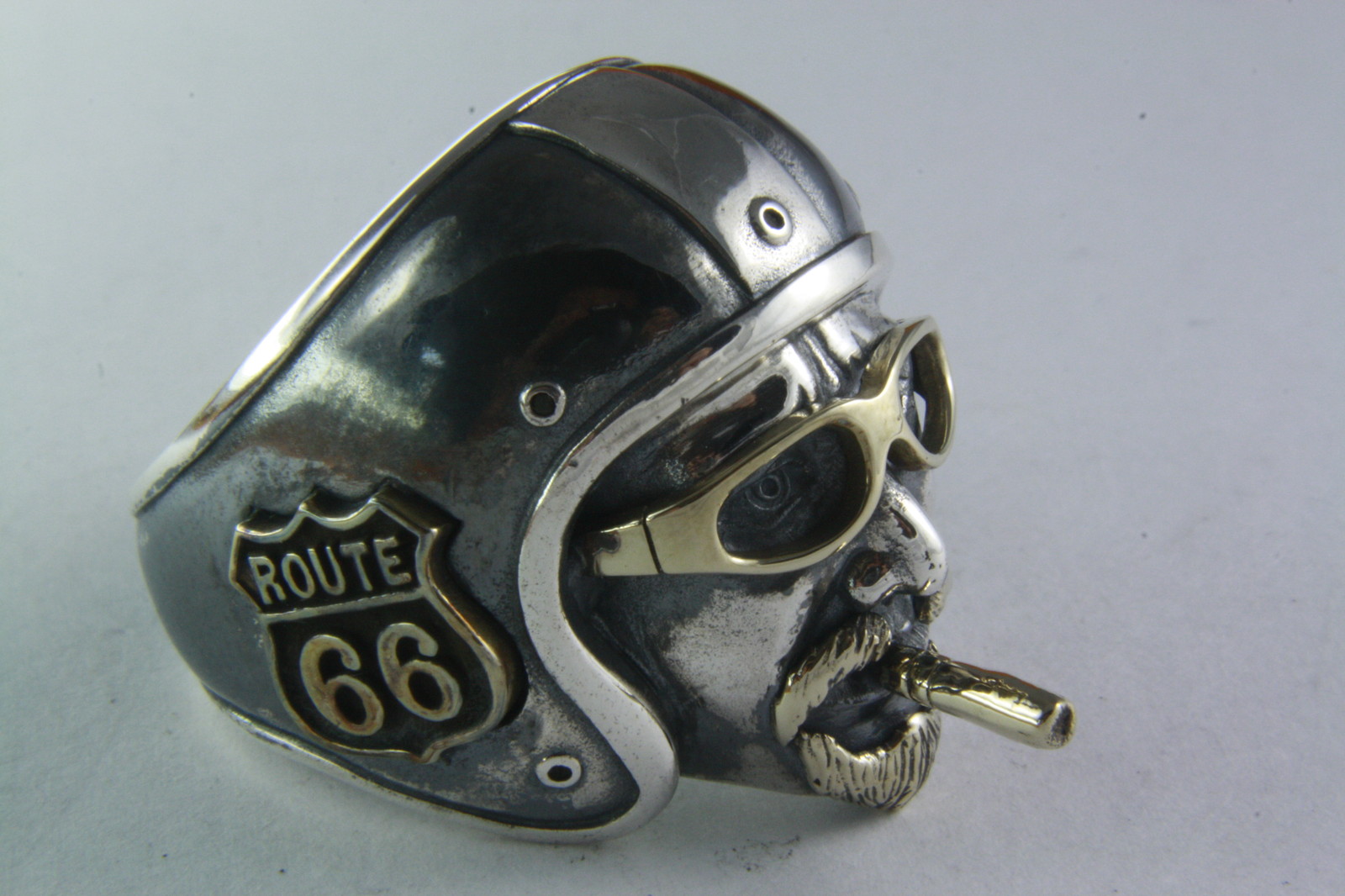 BIKER CHOPPER TOTENKOPFRING ROUTE 66 silverRING 925er silver 254 BIKER CHOPPER TOTENKOPFRING ROUTE 66 silverRING 925er silver 254