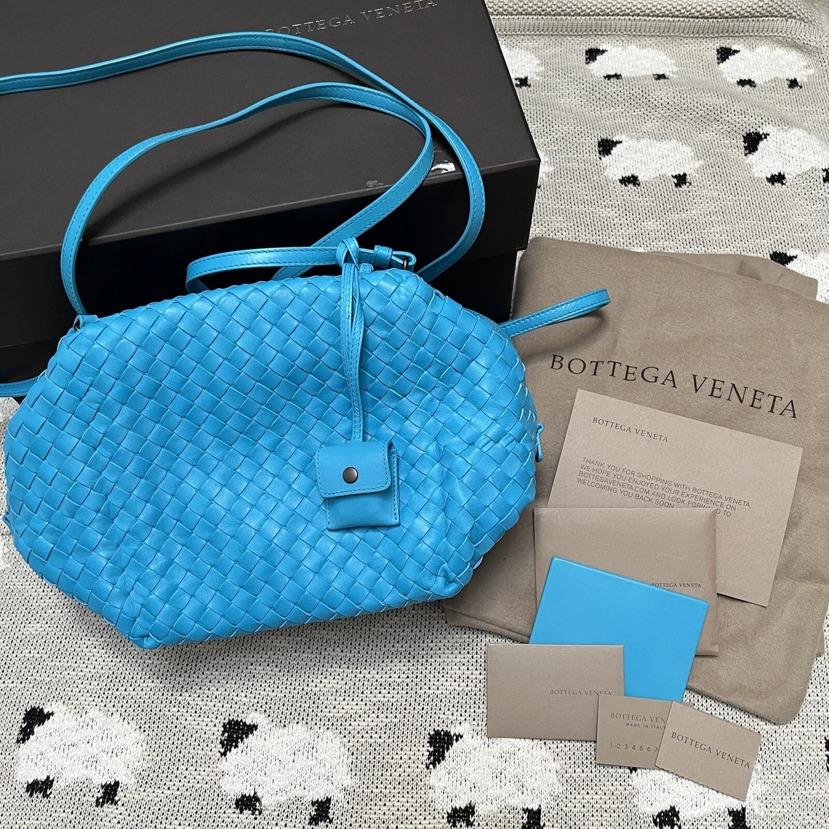 BOTTEGA VENETA Intrecciato Leather Crossbody Messenger Bag Blue