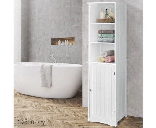 5 Tier Bathroom Kitchen Laundry Storage Shelving Floor Cabinet Cupboard - White - Picture 3 of 3