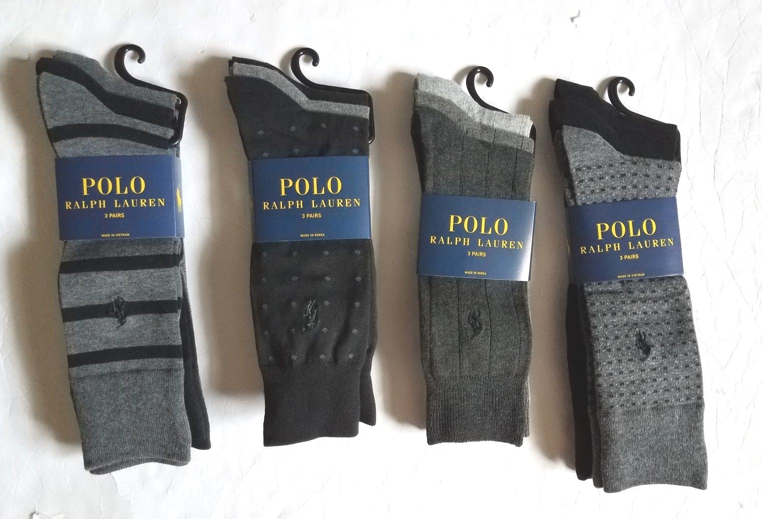 PONY Polo Ralph Lauren 3pz calze pantaloni girocollo 3 paia calze eleganti classiche nere taglia L