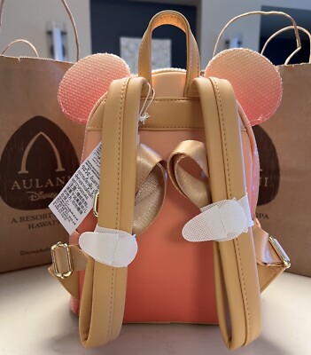 Loungefly Disney Aulani Resort Peach Paradise Plumeria Hibiscus Backpack & Ears Disney Aulani Resort Peach Paradise Plumeria Loungefly  main image 4