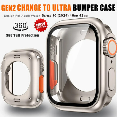 Tempered Glass Case for Apple Watch Series 10 Screen Protector Change to  Ultra