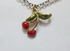 Two Cherries on a Stem Goldtone Pendant