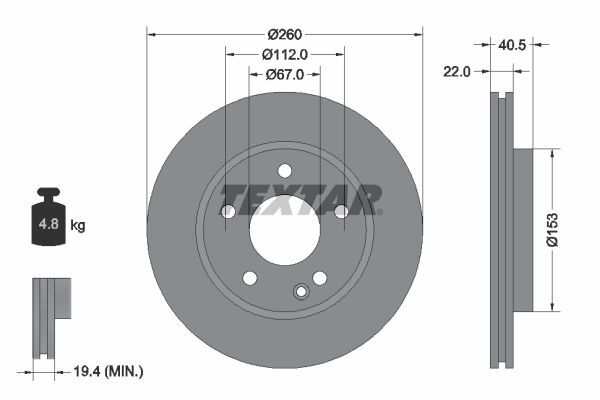 2X Textar 92091303 Bremsscheibe FüR MERCEDES-BENZ-image