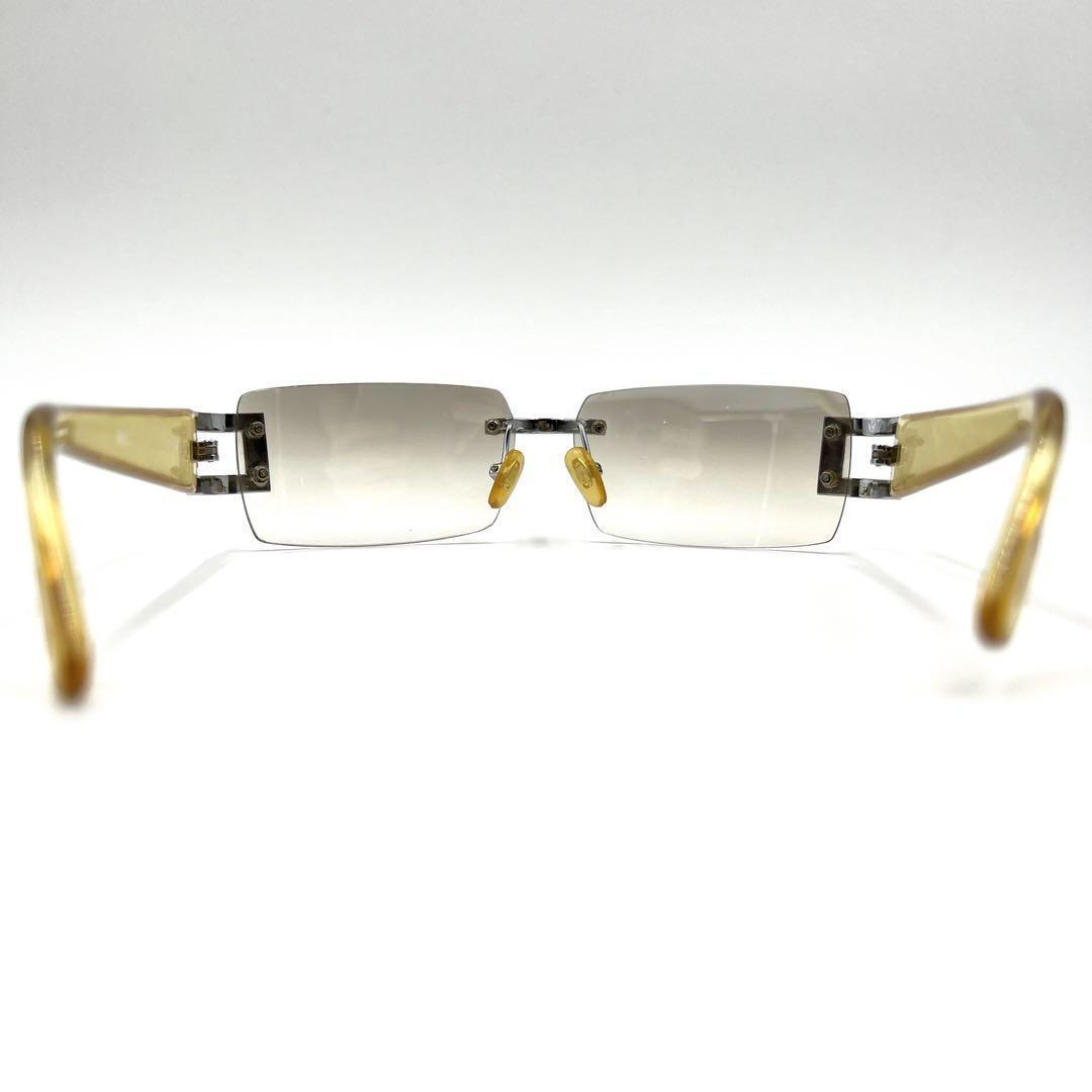 BVLGARI Authentic Sunglasses Rimless Silver Yellow Eyewear BVLGARI Authentic Sunglasses Rimless Silver Yellow Eyewear