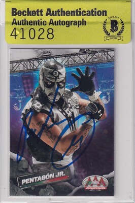 Pentagon Jr Signed 2019 Panini Lucha Libre AAA Rookie Card #37 BAS COA Penta WWE