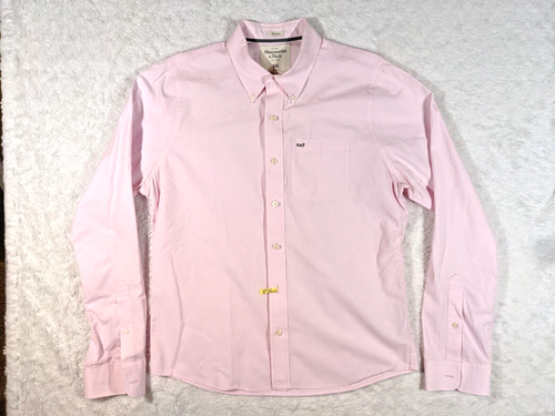 Abercrombie & Fitch Hemd Herren XXL 2XL Rosa Muskel Langarm Knopfleiste Preppy