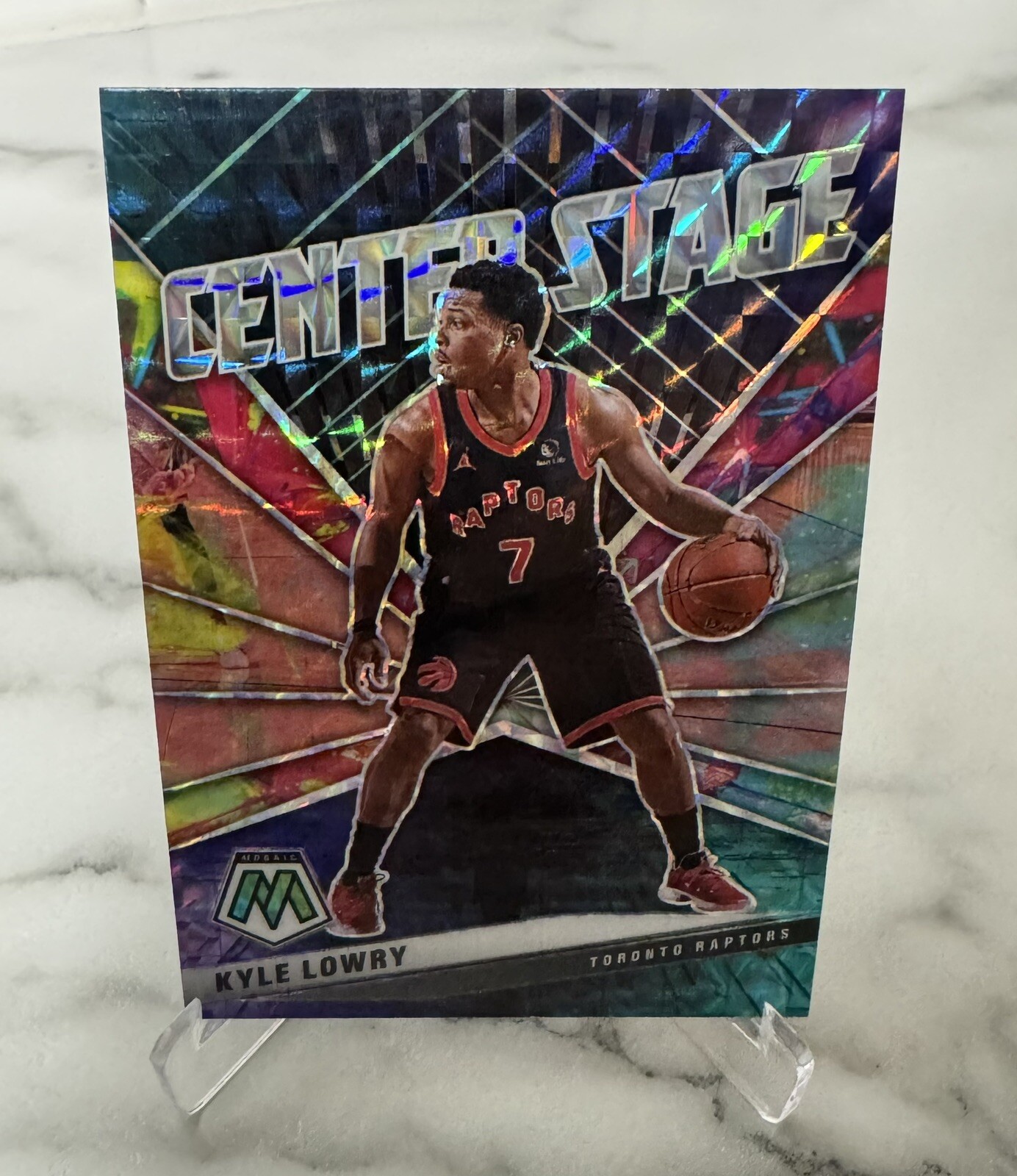 2020-21 Panini Mosaic Kyle Lowry Center Stage Insert. 76ers! Case Hit!