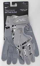 Nike Trout Elite Batting Gloves Men's 2XL Wolf Grey/Chrome