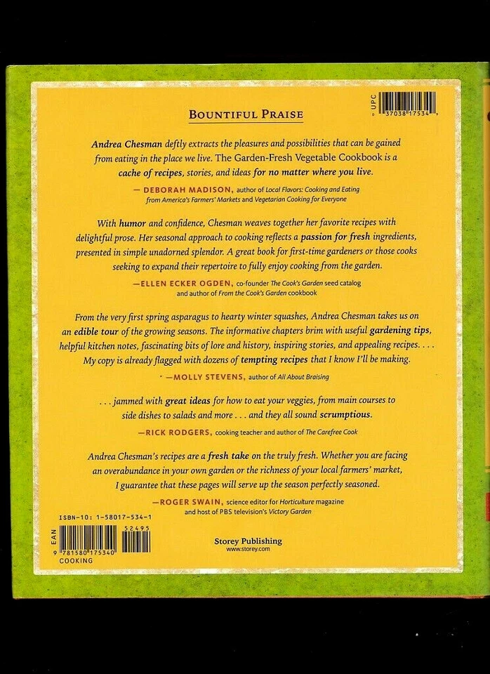 THE GARDEN-FRESH VEGETABLE COOKBOOK-ANDREA CHESMAN'S HARVEST  RECIPES-ETHNIC Foto 2 de 2
