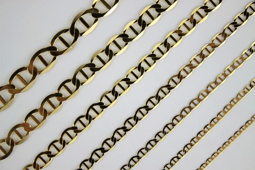 COLLAR DE CADENA DE ESLABONES MARINER ORO AMARILLO SÓLIDO 10K PARA HOMBRE MUJER 2mm ~ 7.5mm - Imagen 3 de 10