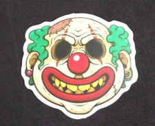 Happy Smiling Wicked Clown With Green Hair Sticker 2.25" x 2" (B)