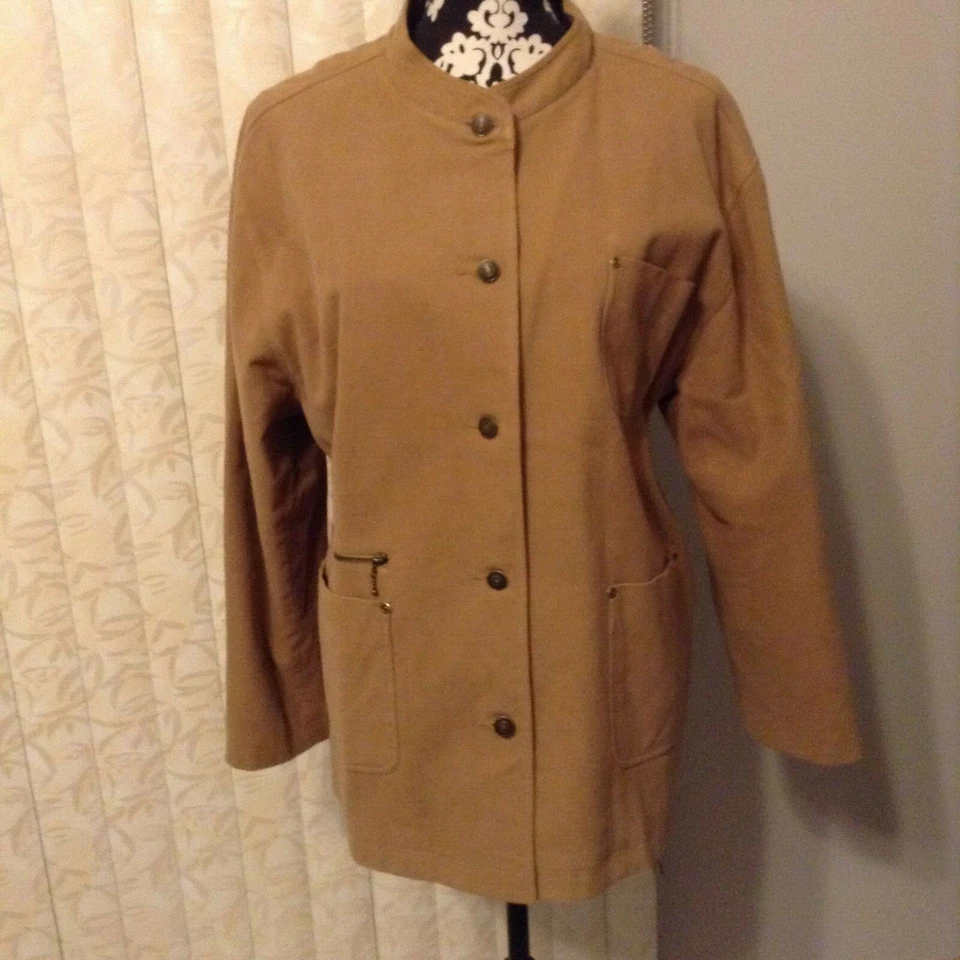 Chaqueta de mujer vintage Elements by Spiegel color tostado con botones y bolsillos talla XL Foto 2 de 4