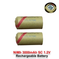 2 PCS Sub C Battery NiMh SC 3.0AH Rechargeable Battery Cell SubC 3000mAh New