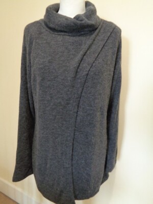LILY & ME DUNKELGRAUER FLECKPULLOVER VORNE GEKREUZT MIT ROLLKRAGEN - GRÖSSE 16
