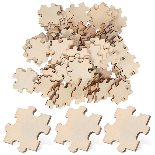 100 Pcs/Pack Blocks Diy Blank Craft Pieces Jigsaw Puzzles