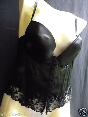 COTTON CLUB Trägerlos Schwarz Reine Seide Grease 95D Gr 4 Tief Ausschnitt Sexy - Bild 1 von 4