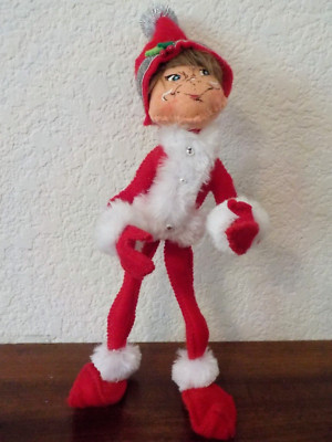 2013 Annalee Silver Sparkle Red Elf Christmas Posable Doll, 10 inches tall