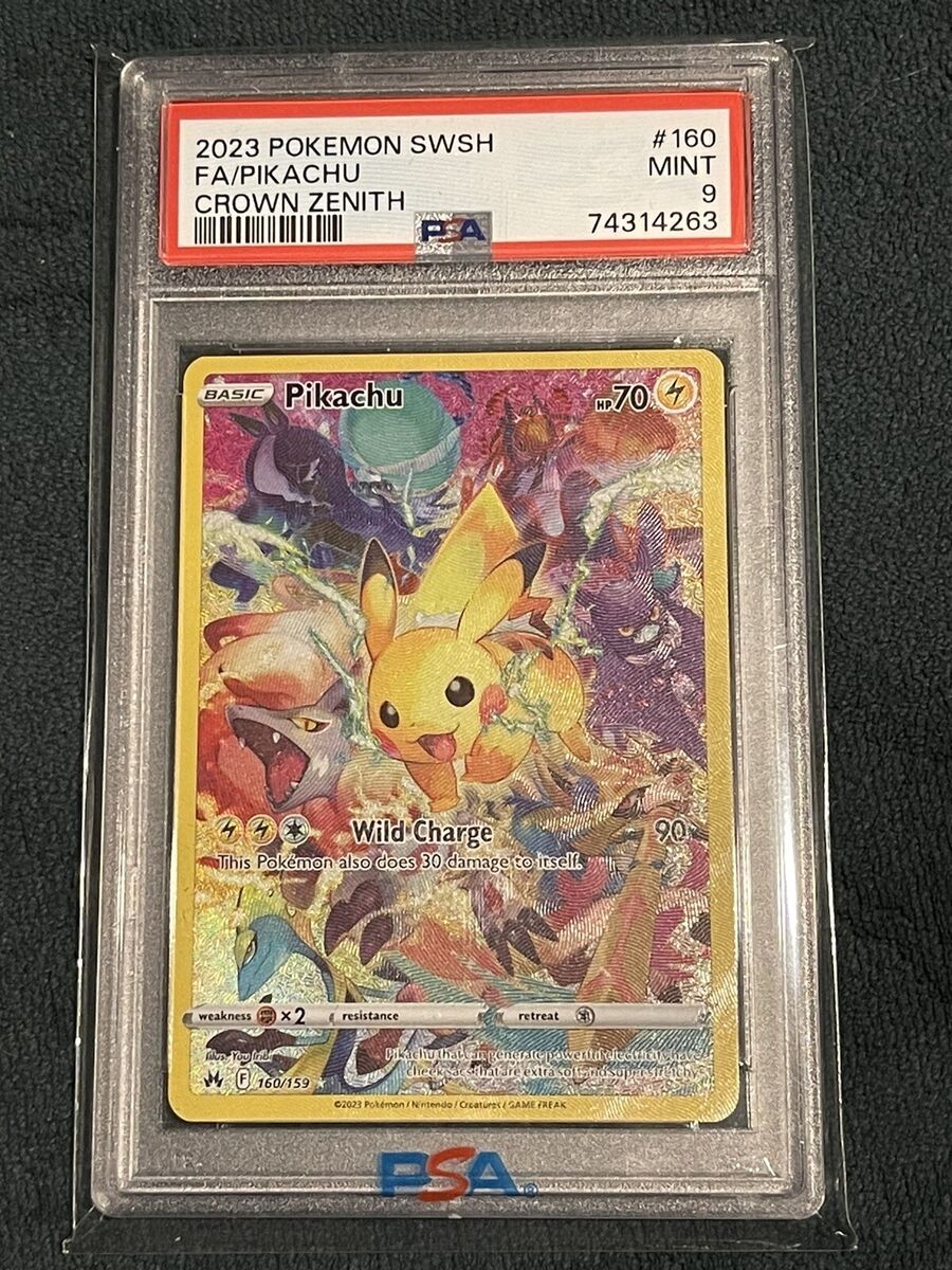 PSA 9 MINT Pikachu 160/159 Crown Zenith Full Art Secret Rare PSA 9 MINT Pikachu 160/159 Crown Zenith Full Art Secret Rare