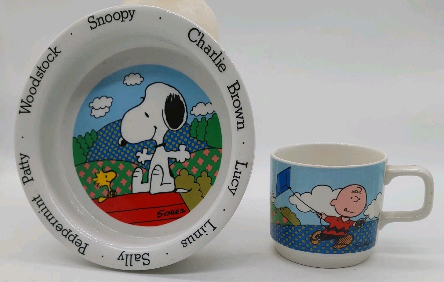 Charlie Brown Snoopy Kids Plate and Cup Set by Johnson Bros
