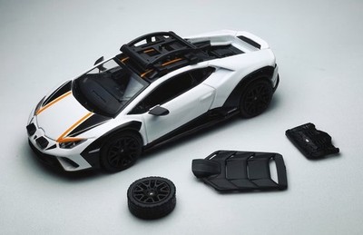 BN HH 1:64 White Huracan Sterrato Racing Sports Model Diecast Metal Car