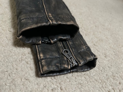 CHAQUETA DE CUERO GAP para hombre motociclista motocicleta envejecida marrón café corredor MEDIANA - Imagen 15 de 21