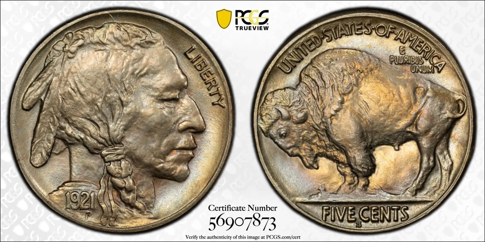 1921-S Buffalo Nickel PCGS MS65+