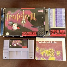 FINAL FANTASY III Cartridge, Box, Map (Nintendo SNES 1994) Missing Manual Tested