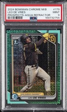 2024 BOWMAN MEGA BOX CHROME PROSPECTS AQUA REFRACTOR LEO DE VRIES 269/299 PSA 9