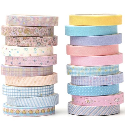 YUBX Vintage Washi Tape Set 20 Rolls Skinny Retro 5/16'' x 10', Kawaii
