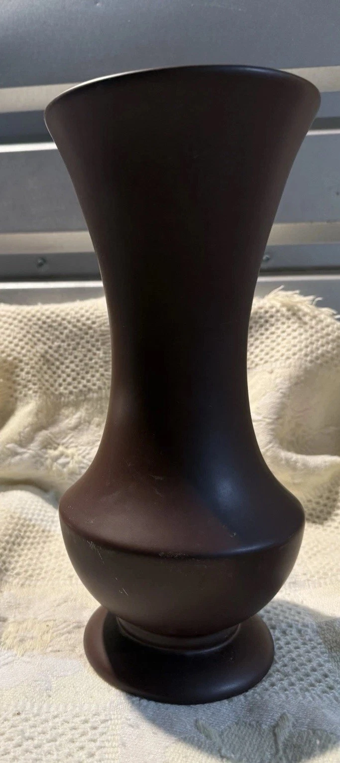 Gardener’s Eden Matte Brown Ceramic Vase 12.5” Portugal – Rustic Decor