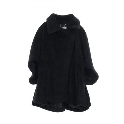 MAX MARA Teddybär Poncho Mantel Wolle Seide Alpaka Schwarz Gebraucht Damen