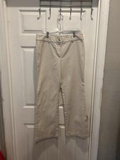 VTG Ann Taylor Women's Beige Business Casual Pants Size 12 Slacks Cotton Spandex