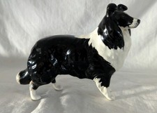Large Ceramic Black & White Sheep Dog Figure Ornament Figurine