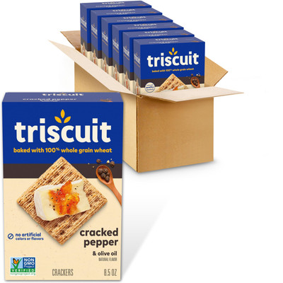 Triscuit Cracked Pepper Olive Oil Whole Grain Wheat Crackers Pack of 6