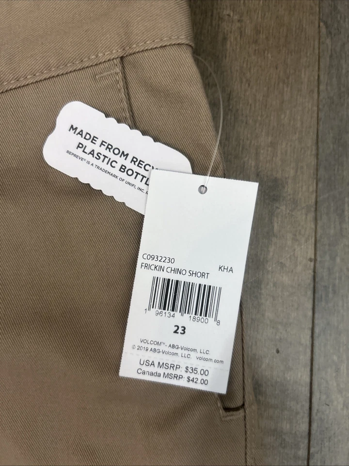 Pantalones Cortos Chinos Volcom Frickin Caqui Niños Talla 10 Ajustados Pequeños 23 7" Nuevos con Etiquetas Foto 3 de 4