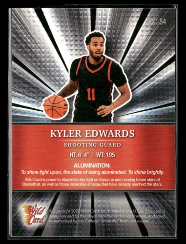2021-22 Wild Card Alumination #ABC-54 Kyler Edwards Silver Houston Cougars - Imagen 2 de 2