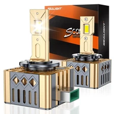 SEALIGHT D3S D3R LED Bulbs, 6000K Plug and Play Cool White for HID ... Fast Ship