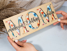 Personalized Mom Sign, Mom Birthday Gift, Mom Gifts from Kids, Mom Wood Sign