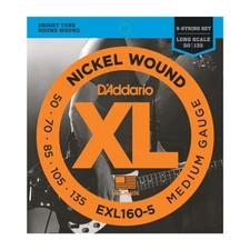 D'Addario Nickel Wound Bright Tone Round Wound 5 String 50/135 Med. Gauge