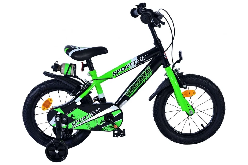 Volare Sportivo Kinderfahrrad für Jungen - 14 Zoll in Grün Schwarz mit Zweihandb