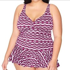 Swim Solutions Spring Play Tummy-Control Swimdress Purple Size 18 NWT