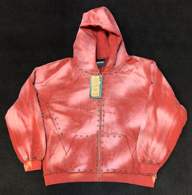 Menace Los Angeles Heavy METAL RIVET ZIP-UP HOODIE JACKET Vintage