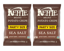  PACK OF 2 Kettle Brand Potato Chips, Sea Salt Kettle Chips, Party Size, 13 oz